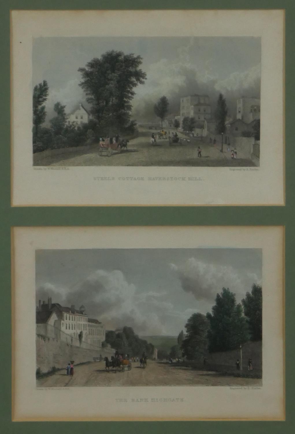 Four 19th century framed and glazed as pairs, hand coloured engravings. All of points of interest, - Image 3 of 8