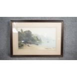 John Gully (1819 - 1888) A framed and glazed print of a watercolour, beach landscape. H.53 W.75