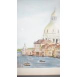 A framed and glazed watercolour of Santa Maura Della Salute. Indistinctly signed. H.89 W.75