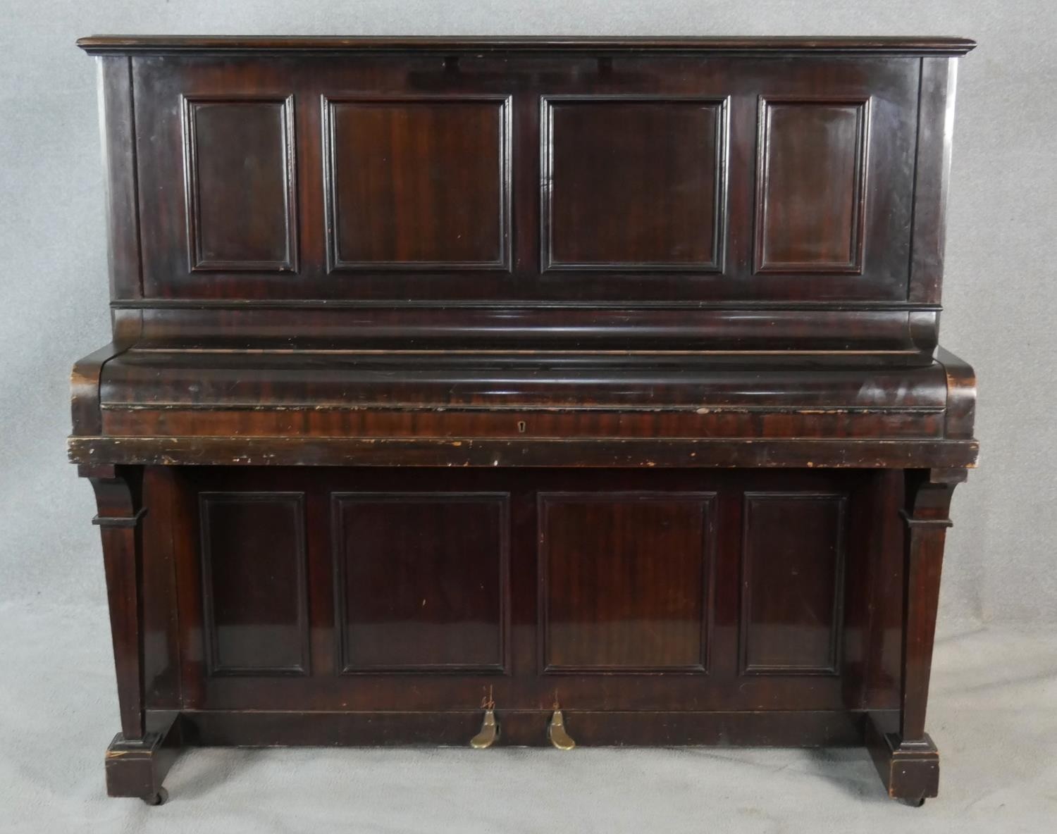 A Boyd of London mahogany cased upright piano with maker's mark to the iron frame. H.131.5 W.148 D. - Image 3 of 4