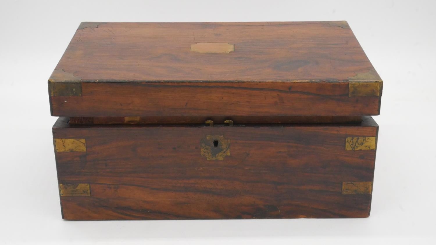 A 19th century Tunbridge inlaid writing slope, a similar walnut and brass bound box along with a - Image 7 of 8