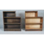 A pair of mid century teak open bookcases. H31 W69 D20cm