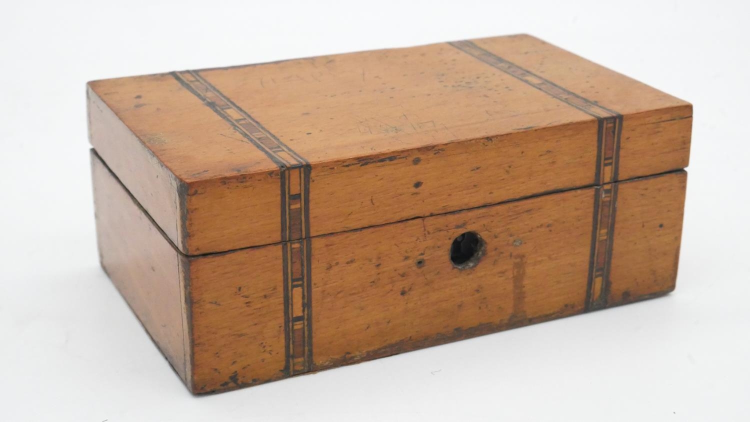 Three various 19th century Tunbridge inlaid hinged lidded walnut boxes. - Image 4 of 5