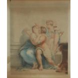 A gilt framed and glazed 19th century hand coloured engraving of a pair of young lovers with