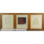 A set of three contemporary watercolours, abstract studies, monogrameed JAJ. H.65 W.55cm