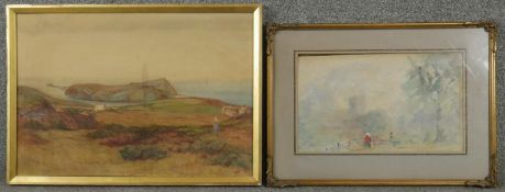 Two 19th century framed and glazed watercolours of landscapes. One of a cliff landscape,