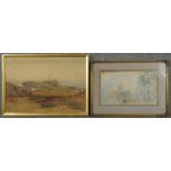 Two 19th century framed and glazed watercolours of landscapes. One of a cliff landscape,