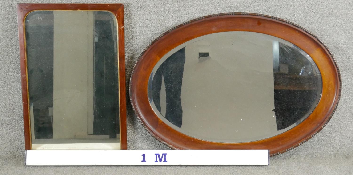 A 19th century mirror in mahogany frame with gilt slip and a vintage oval mirror. - Image 6 of 6