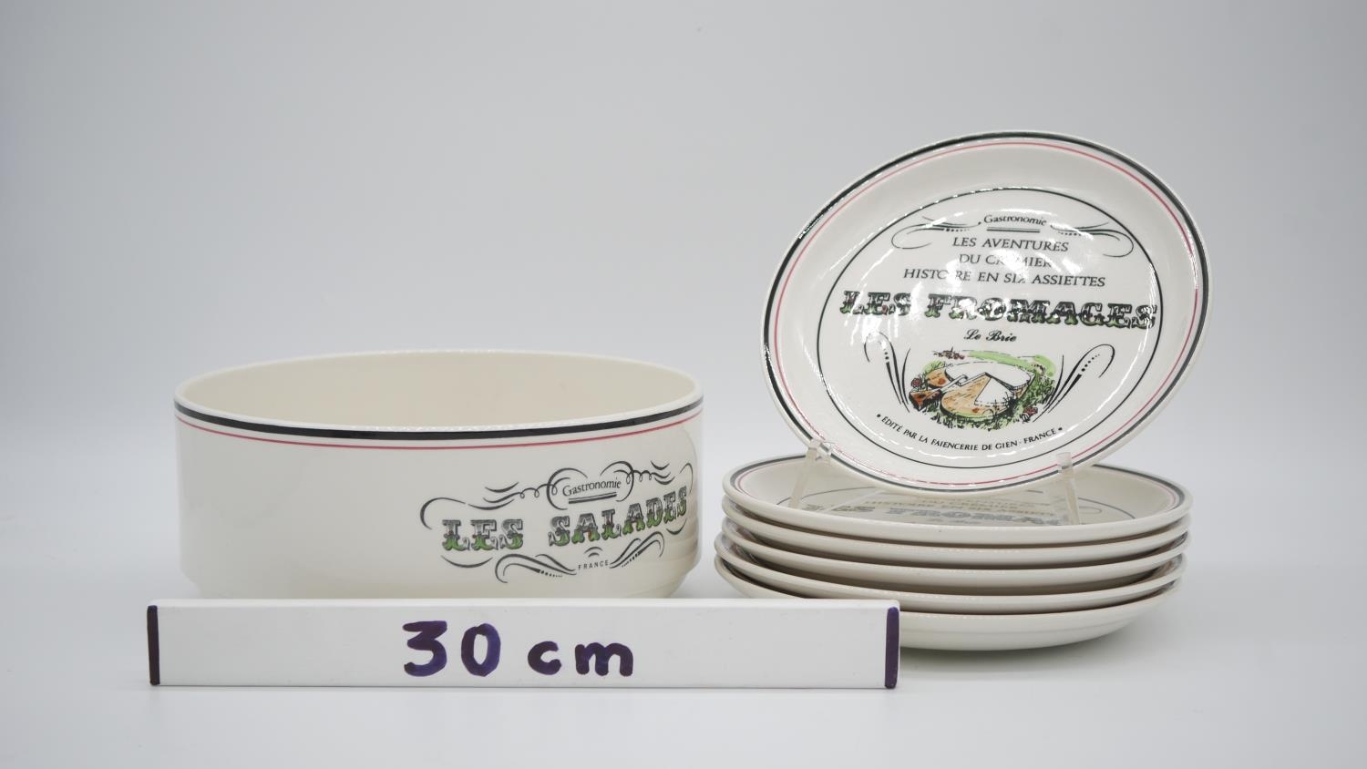 A set of six French faience ceramic cheese plates by Gien. Each plate with a different cheese - Image 7 of 7