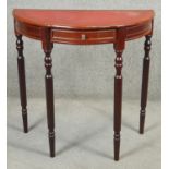 A Georgian style mahogany demi lune console table. H.73 W.75 D.38cm