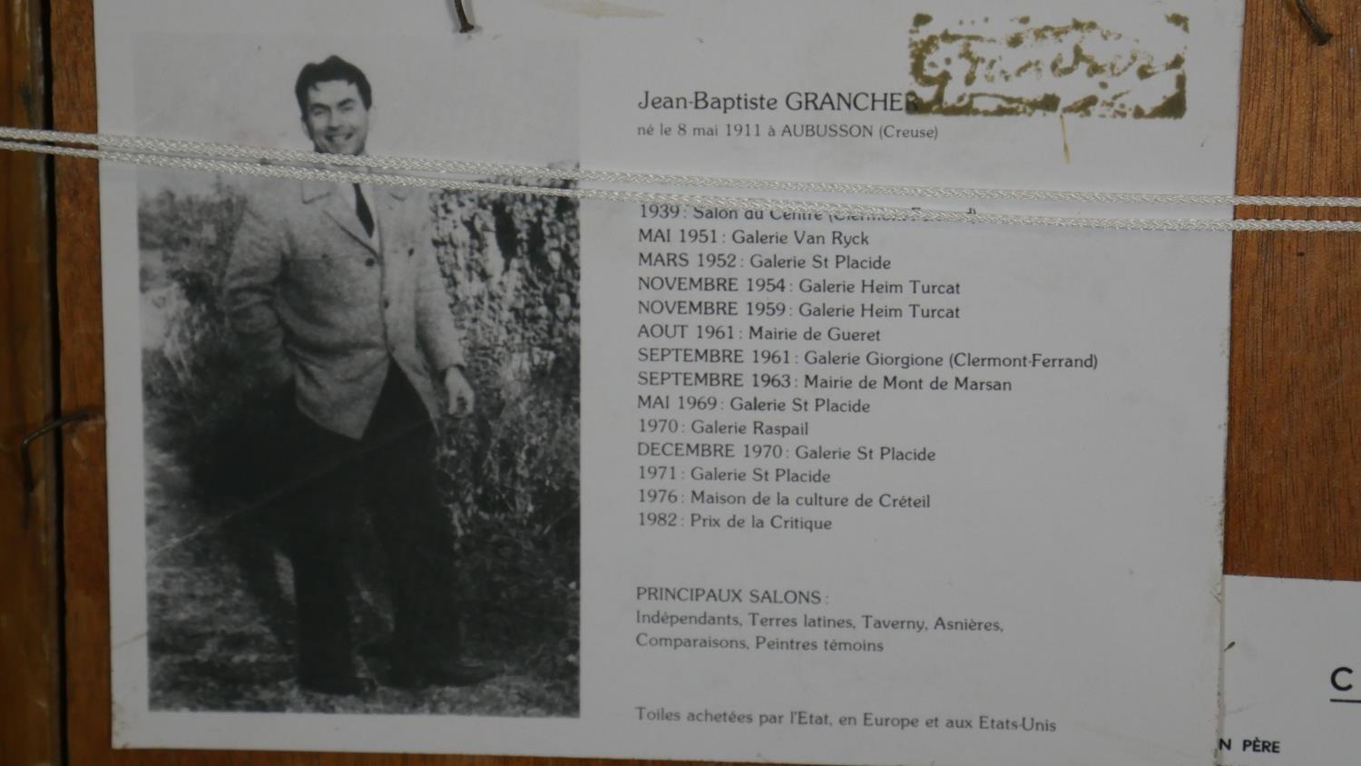 Jean Baptiste Grancher (1911-1974). A gilt framed oil on board, landscape, gallery label to the - Image 3 of 7
