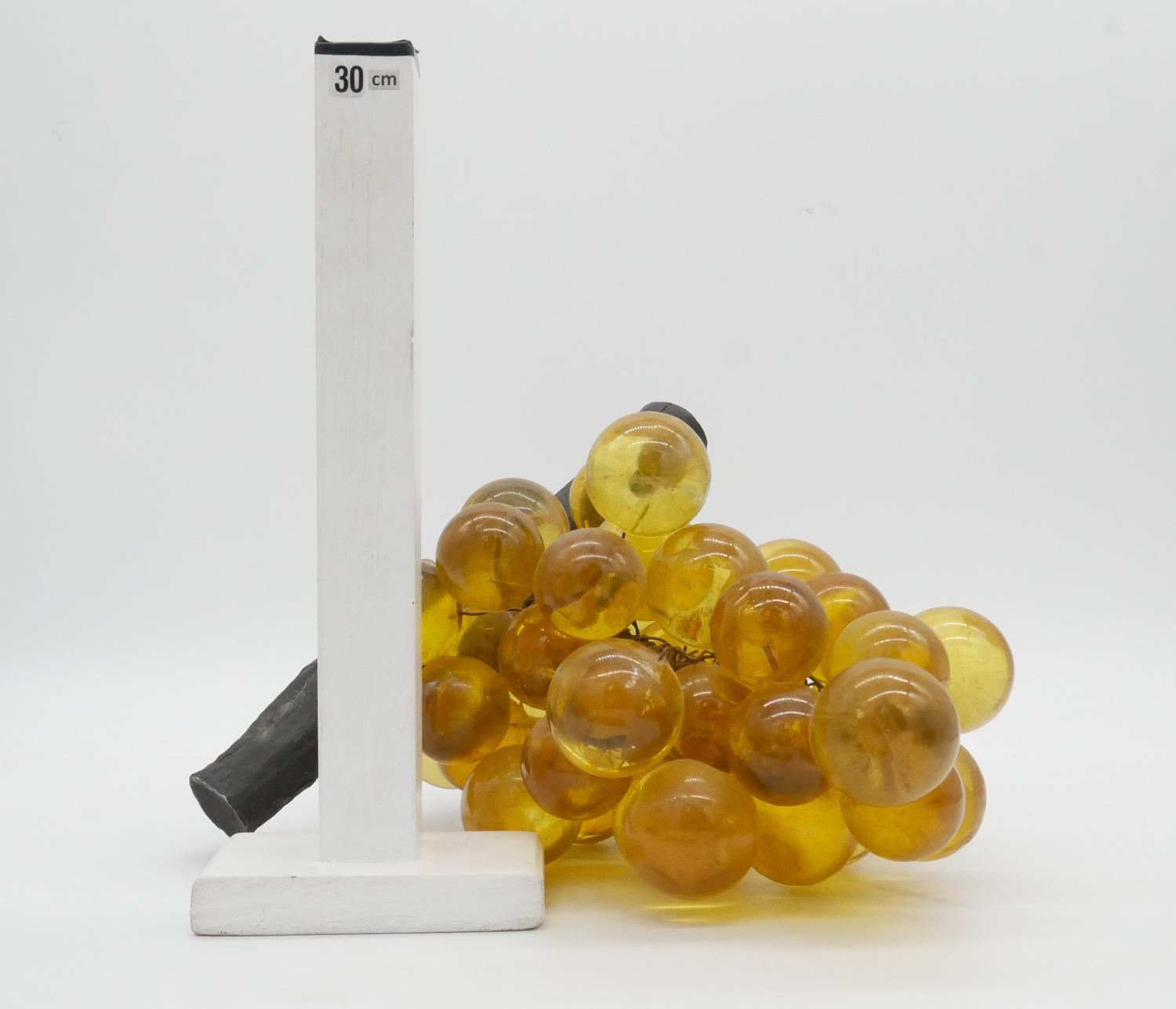 A vintage bunch of amber lucite grapes mounted on a wooden branch. H.18cm - Image 3 of 3