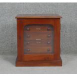 A 19th century mahogany specimen cabinet fitted with glass topped display drawers. H43 W38 D26cm