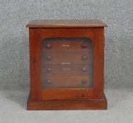 A 19th century mahogany specimen cabinet fitted with glass topped display drawers. H43 W38 D26cm