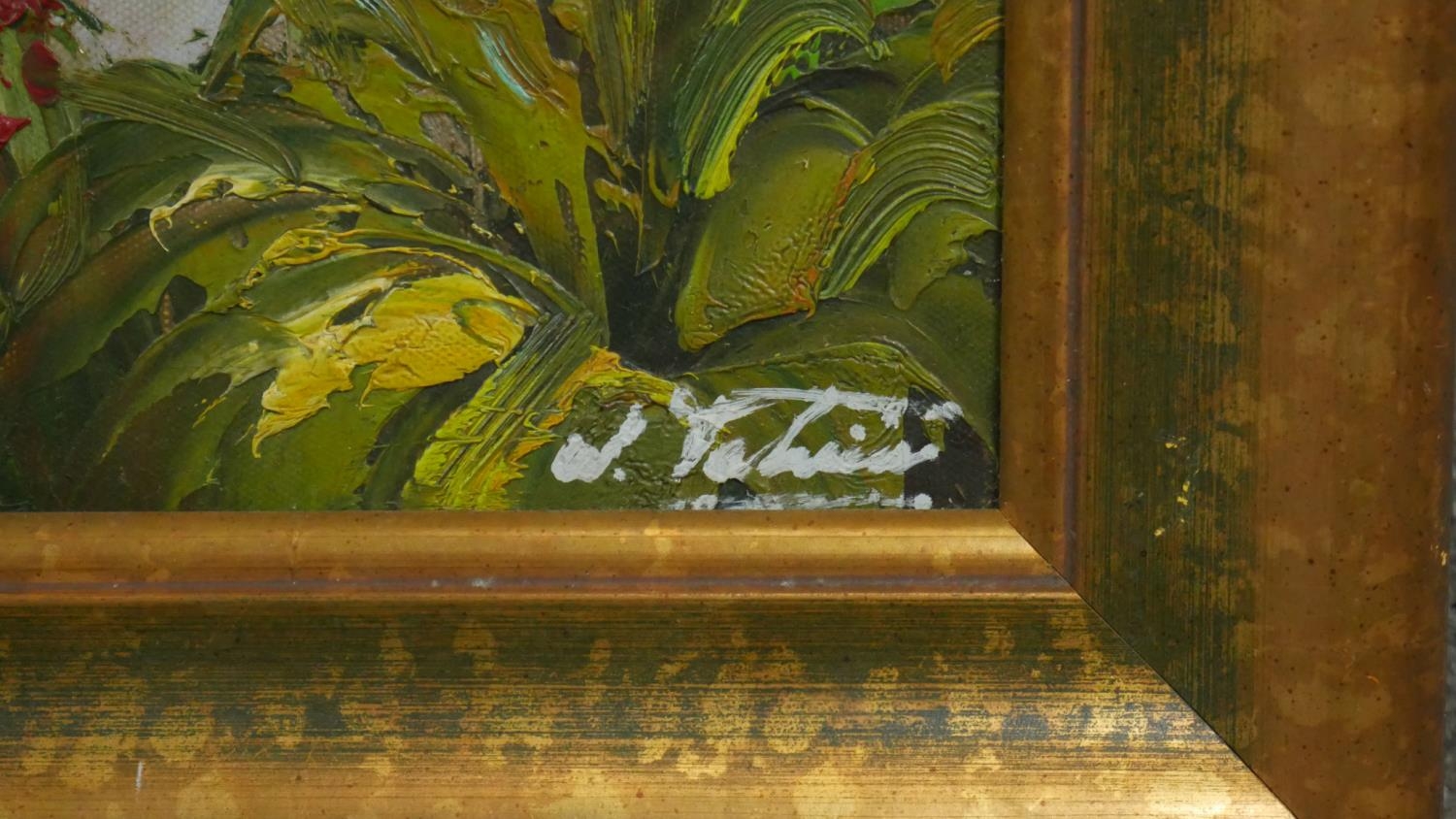 A 20th century framed oil on canvas of a veranda with sea view. Signed W. Petrini, certificate of - Image 3 of 7