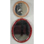 Two 19th century wall mirrors and a larger modern circular mirror. H.55cm