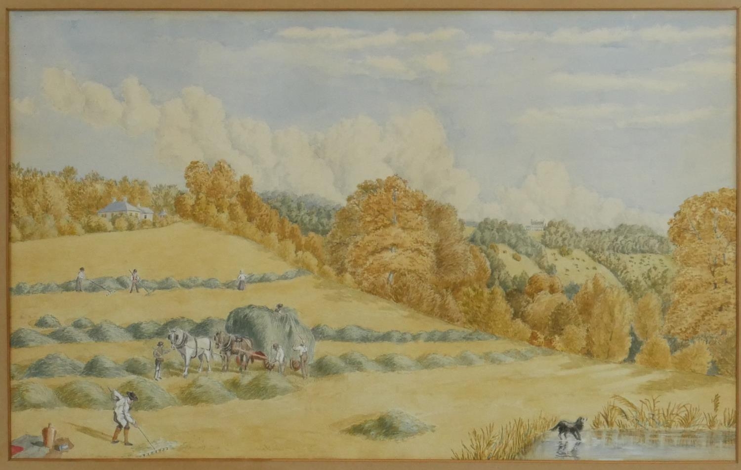 A 19th century naive style framed and glazed watercolour, Lakes of Killarney, monogrammed and - Image 2 of 5