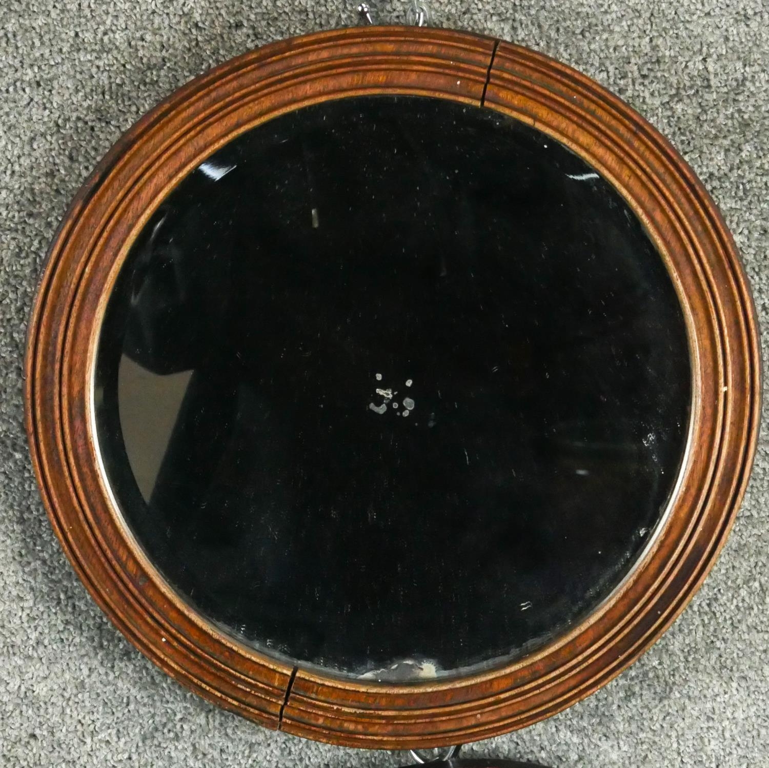 Two 19th century wall mirrors and a larger modern circular mirror. H.55cm - Image 5 of 9