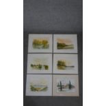 Jean D'hondt (1930-). Six unframed watercolours of landscapes. Signed by artist.