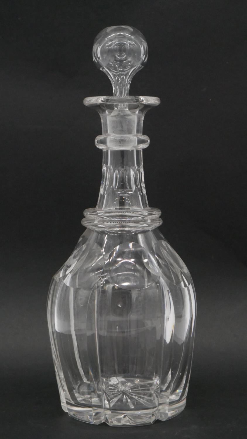 A pair of Victorian cut crystal decanters with original stoppers and star cut bases. H.29cm - Image 3 of 8
