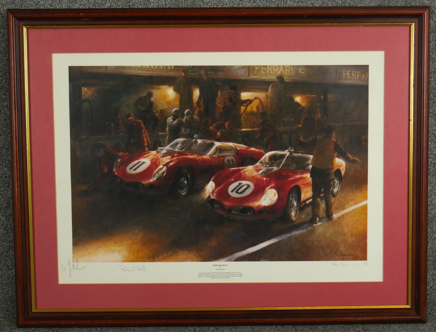 Ferrari Duel by Alan Fearnley- A framed and glazed signed print. 279/500. H.60 W.77cm - Image 2 of 8