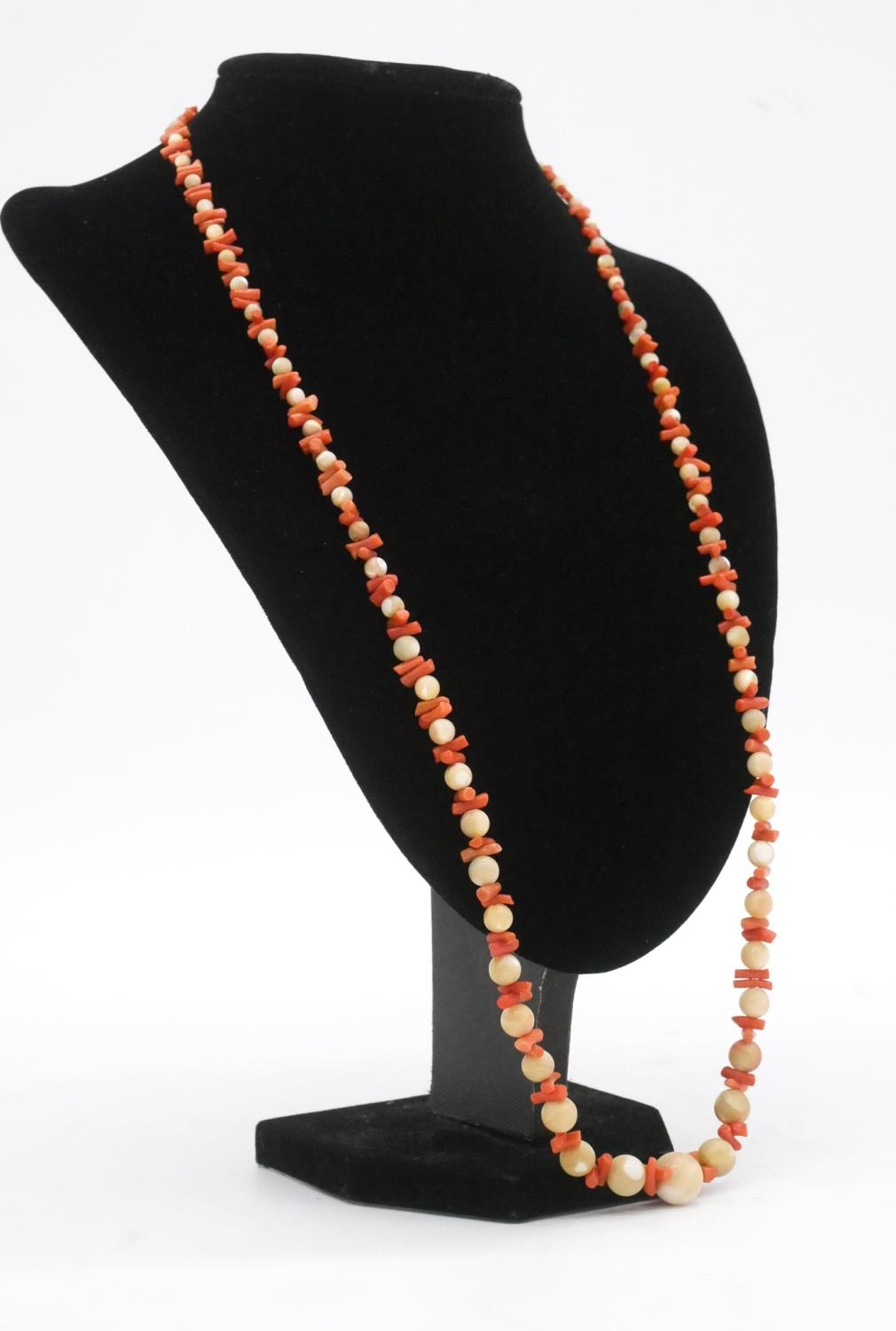 Two coral necklaces. One comprising of graduated sections of red branch coral and polished round - Image 2 of 8