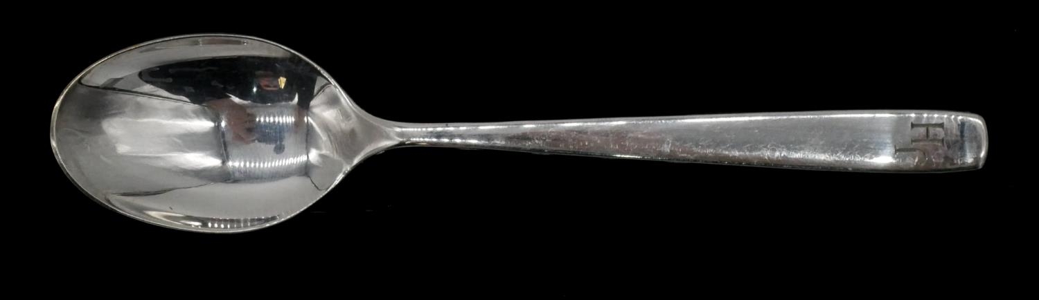 Six German silver dessert spoons along with a set of six matching tea spoons. Hallmarked: 800, - Image 6 of 8