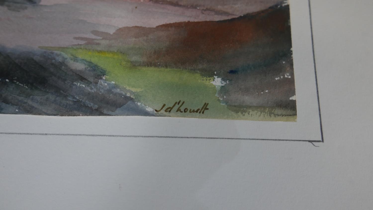 Jean D'hondt (1930-) Three unframed watercolours of landscapes with sailing boats. Signed by artist. - Image 3 of 10