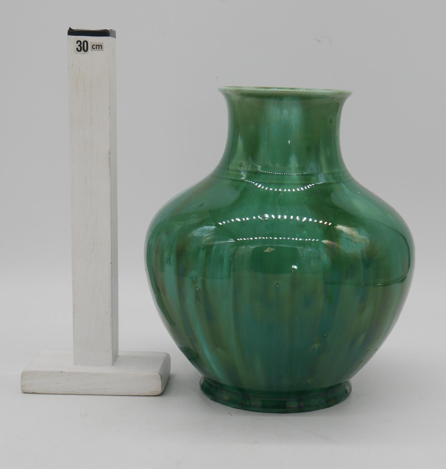 A large turqouise flambe glaze baluster Studio Pottery vase with impressed makers mark to the - Image 2 of 3