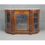 A Victorian burr walnut credenza with marble top and original plate glass. H90 W136 D48