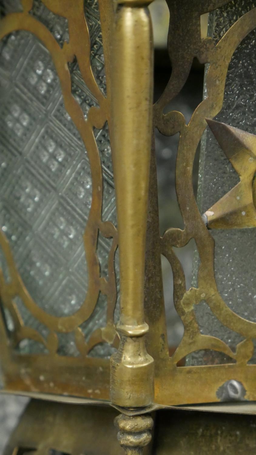 A pierced brass hanging lantern of North African influence. D.25cm - Image 3 of 4