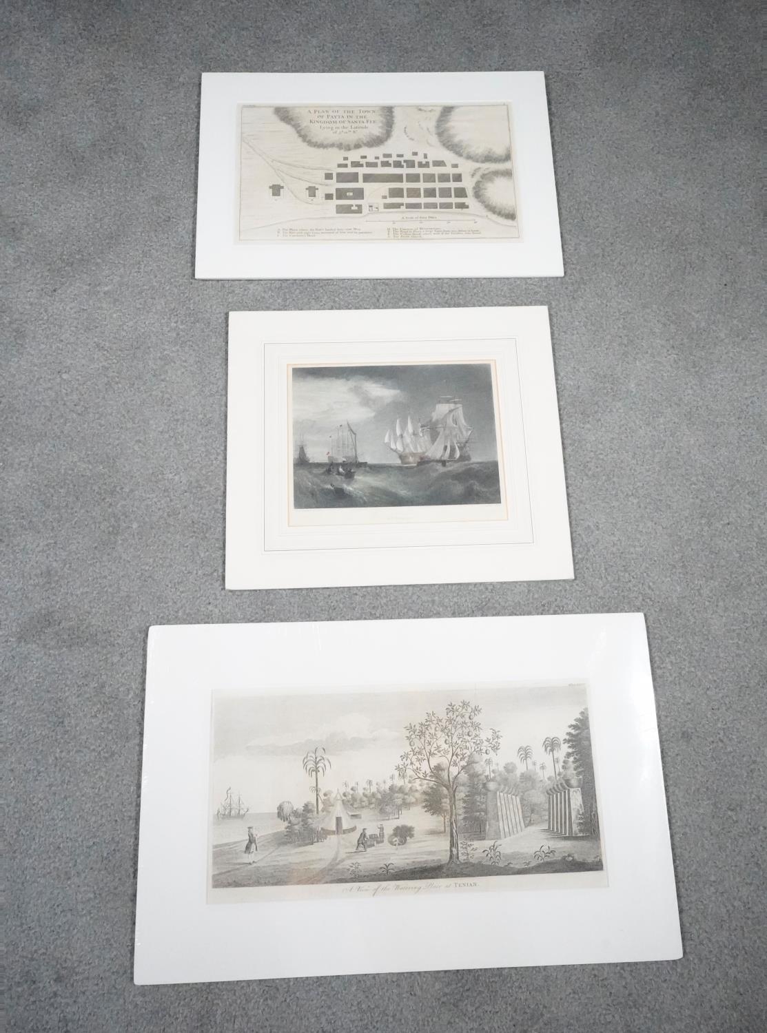 Three unframed 20th century engravings. One of 'A Plan of the Town of Payta in the Kingdom of
