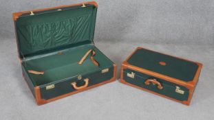 Two matching Baronessa Franchetti leather suitcases in the vintage style. largest L70 W44