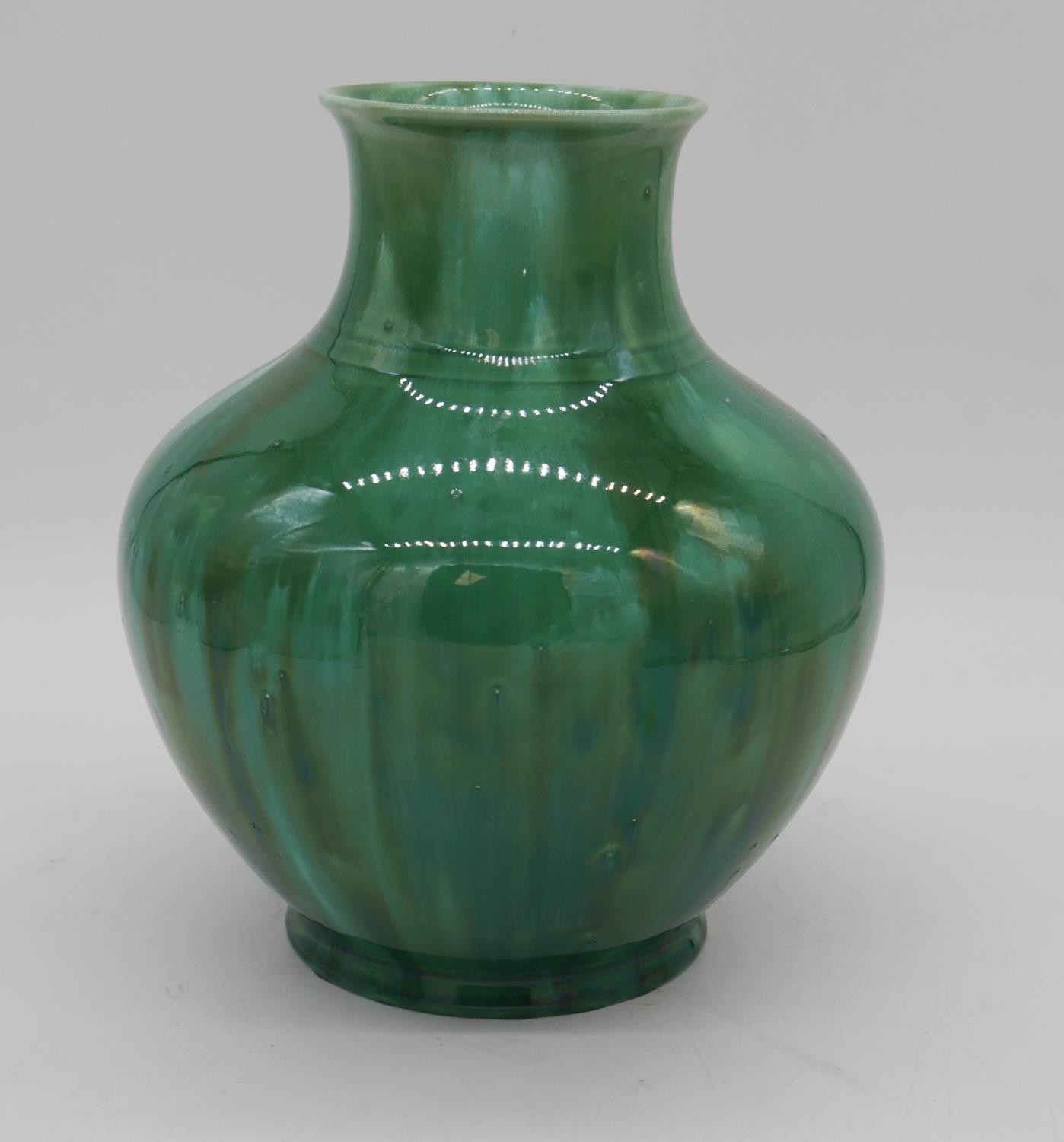 A large turqouise flambe glaze baluster Studio Pottery vase with impressed makers mark to the