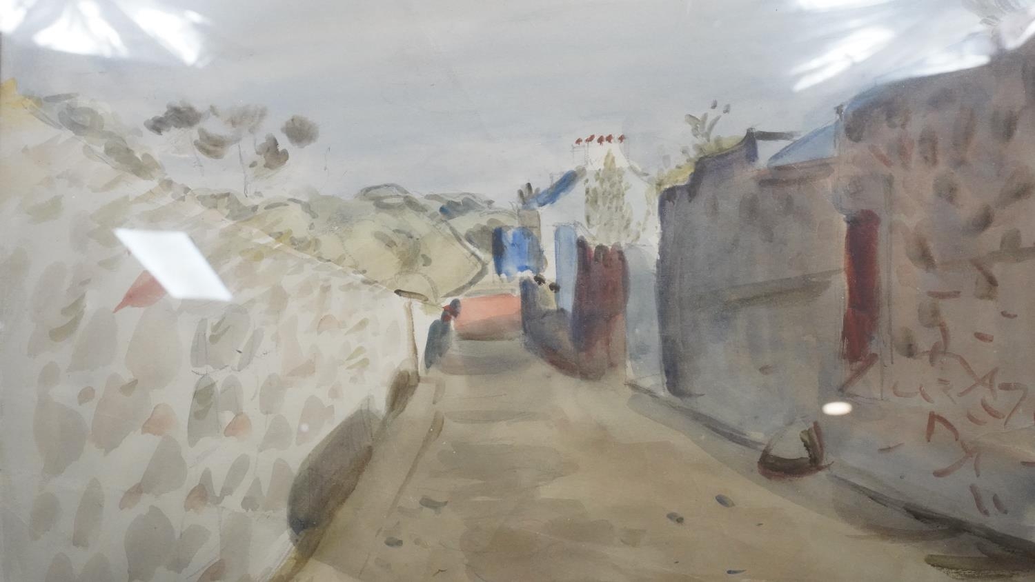 Geoffrey Clement Cowles (1894?1981) A framed and glazed watercolour of a village street scene. - Image 2 of 7