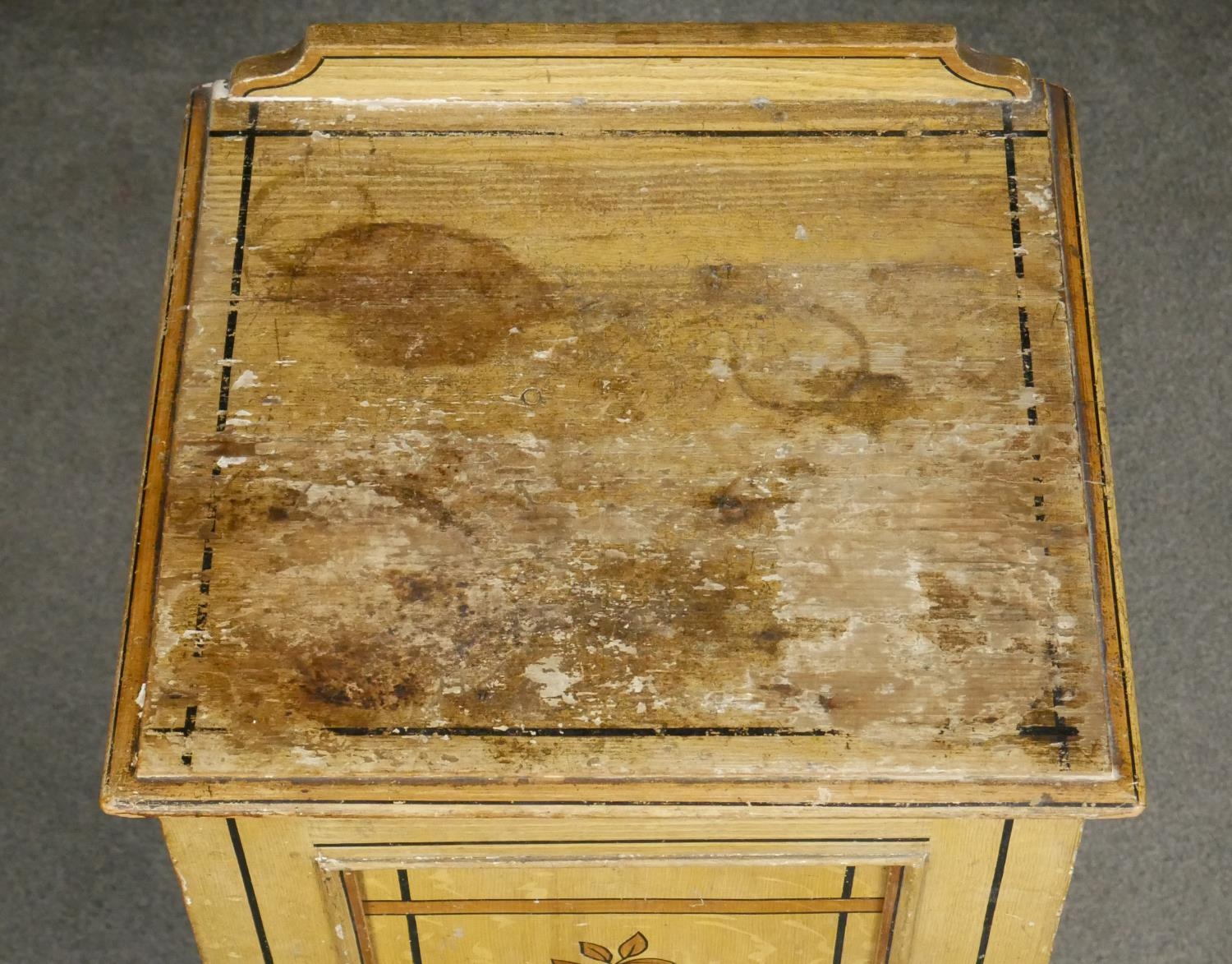 A 19th century painted and stencil decorated pot cupboard. H.74cm - Image 3 of 5