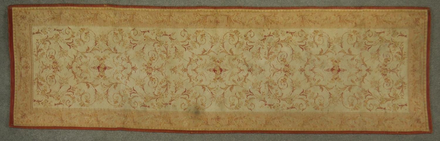 A modern Laura Ashley Aubusson style runner. L.224 W.66cm