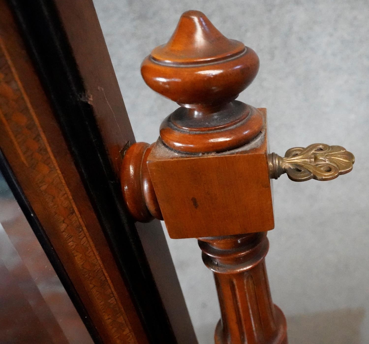 A 19th century Continental walnut, ebonised and inlaid dressing table with bevelled swing mirror - Image 5 of 5