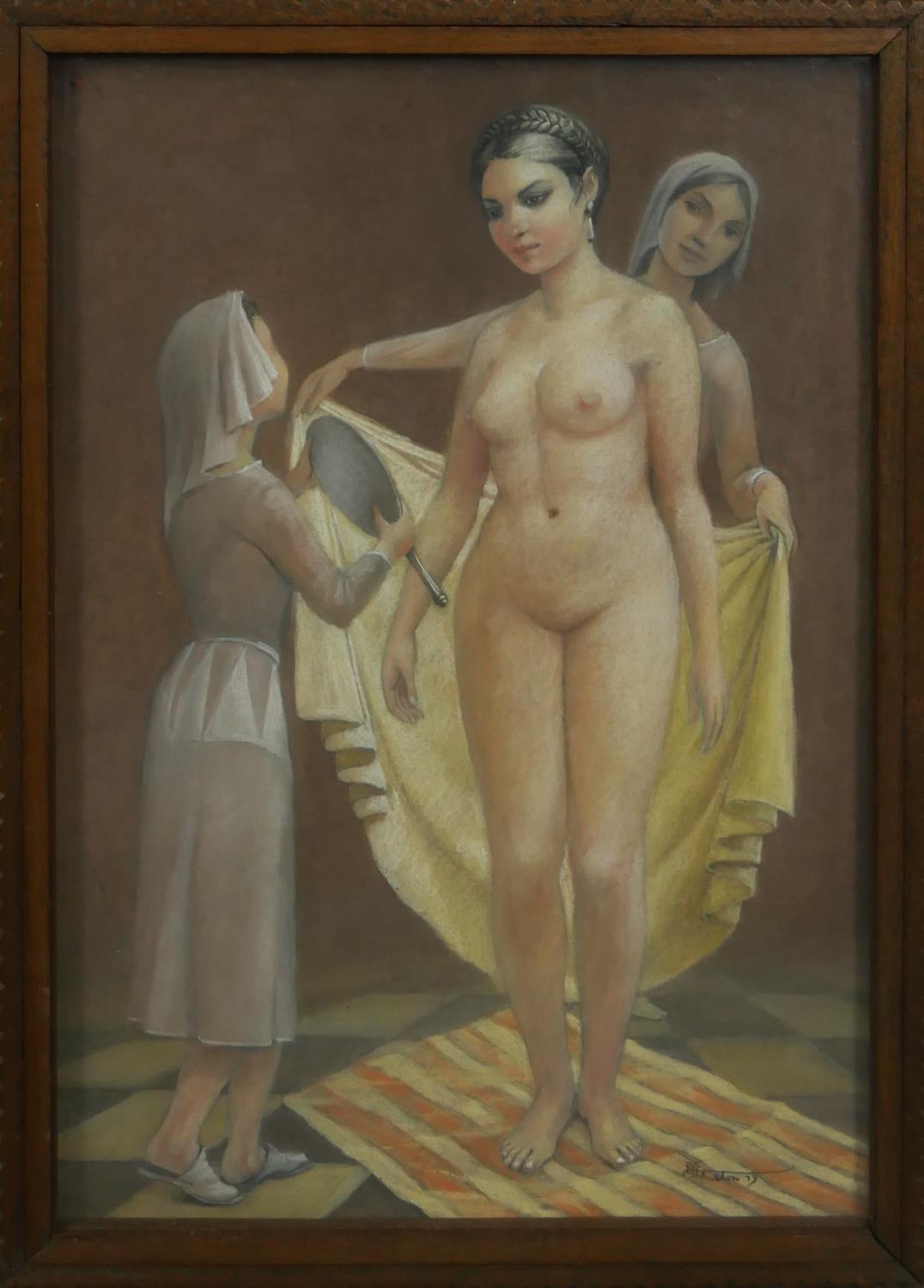 A framed and glazed pastel, 'Bathsheba', signed H Johnston and signed, titled and dated to the - Image 2 of 6