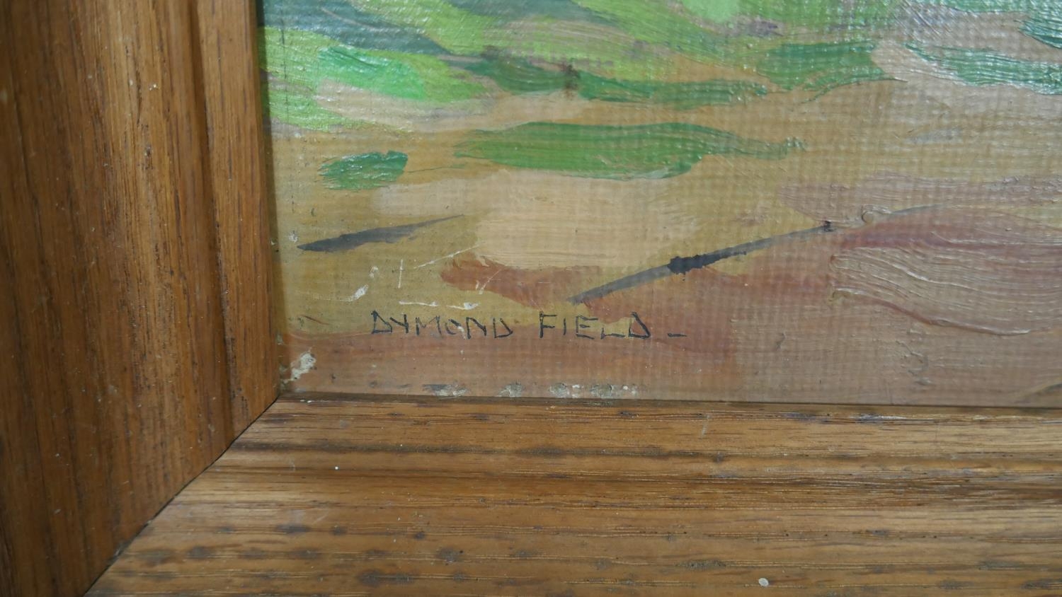 Dymond Field, a framed oil on board, Impressionist landscape, signed. H.33 W.43cm - Image 3 of 5