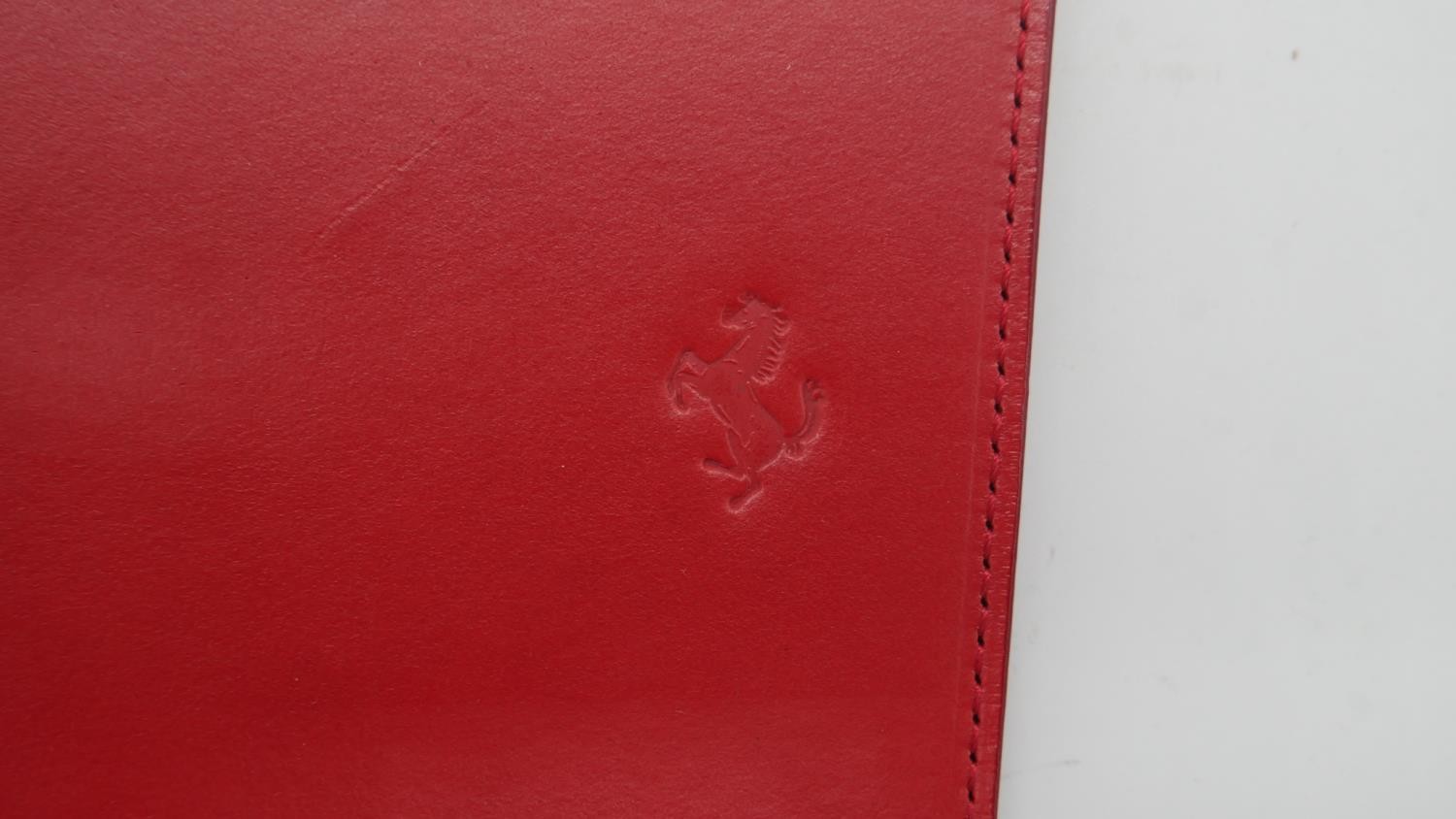 A boxed red leather Ferrari presentation wallet with Michael Schumacher photo. Wallet embossed - Image 2 of 5
