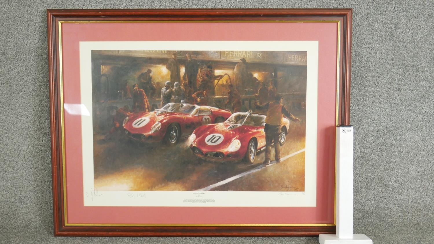 Ferrari Duel by Alan Fearnley- A framed and glazed signed print. 279/500. H.60 W.77cm - Image 8 of 8