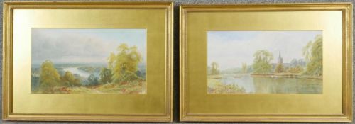 V. Allan (late 19th century) Two framed and glazed watercolours one of 'Teddington on Thames' and