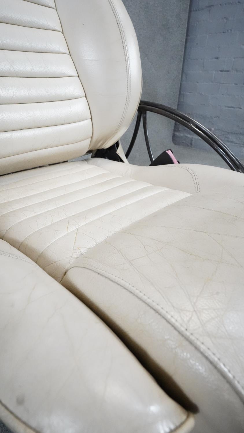 A leather armchair on metal frame, from a Jaguar XJS drivers seat. H.108 W.64 D.90cm - Image 4 of 4