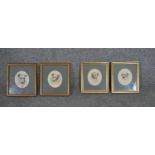 Two pairs of framed and glazed dog watercolour portraits, each bearing monogram. H.17 W.16cm