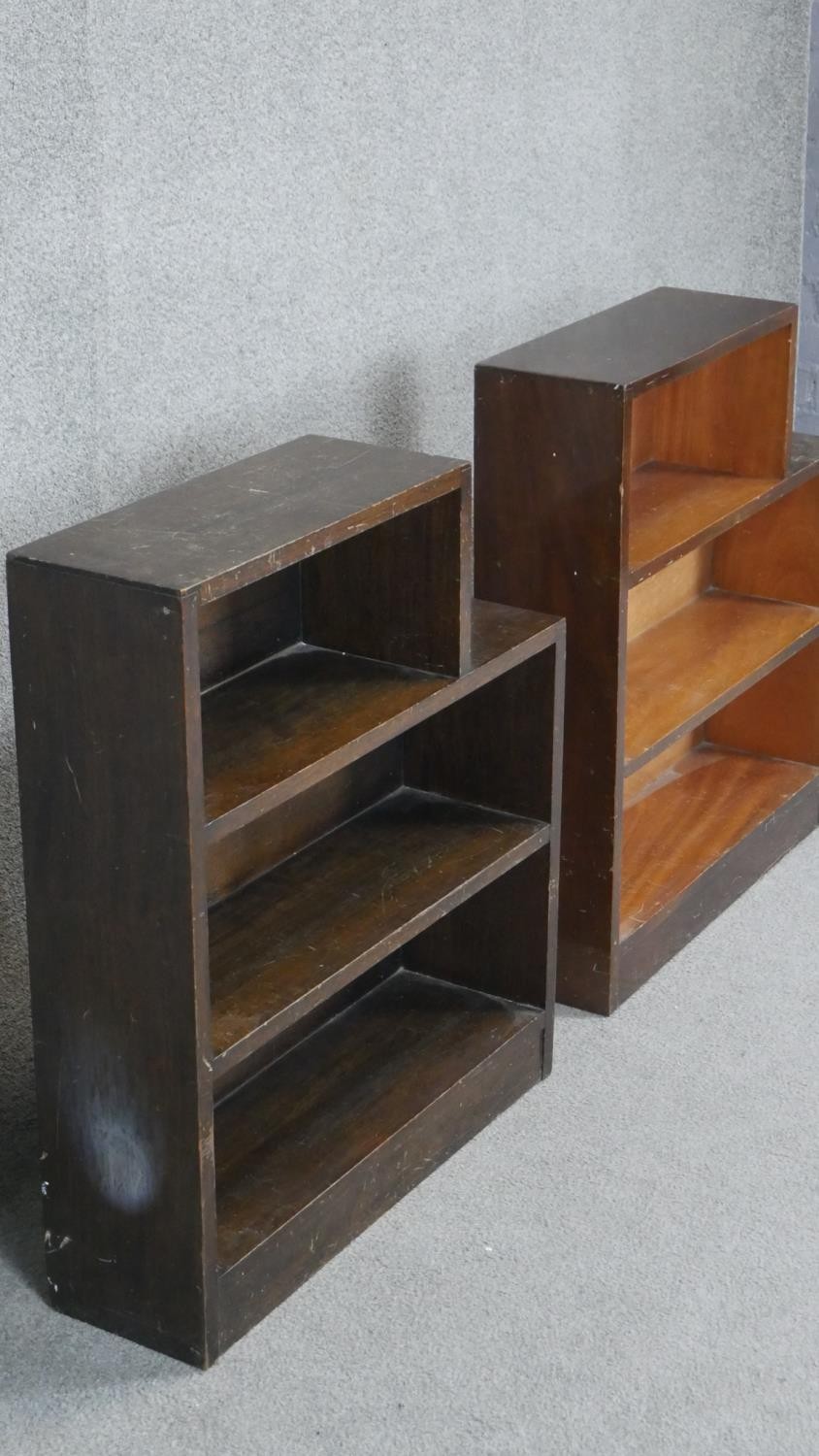 A pair of mid century teak open bookcases. H31 W69 D20cm - Image 3 of 3