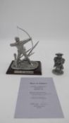 Two limited edition pewter figures. A pewter figure of a longbowman Agincourt 1415 accompanied by