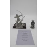 Two limited edition pewter figures. A pewter figure of a longbowman Agincourt 1415 accompanied by