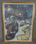 Marc Chagall- A framed and glazed vintage Galerie Beyler exhibition poster for the sale of La Juif a