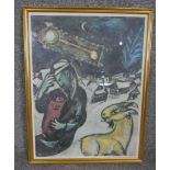 Marc Chagall- A framed and glazed vintage Galerie Beyler exhibition poster for the sale of La Juif a